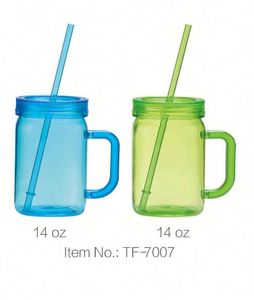 14Oz Mason Tumblerblow-Molded Straw Cupplastic Beverage Cupreusable Food Safe Cupplastic <b>Drinkware</b> For Camping Adults Reusable - Product Image 1