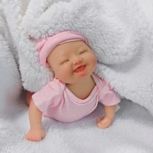 8 Zoll lebensechte Neugeborene Baby Ganzkörper Silikon Reborn Baby puppe Süße Mini puppen Schöne lächelnde Gesicht Kleinkind Bebe Puppe - Product Image 3