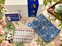 Cadeau d'entreprise personnalisé, jeu de tuiles de mahjong américain Panda, 160 pièces en acrylique, bambou cerisier gravé, avec tapis