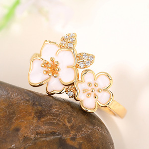 Anillo de flor de camelia para mujer, joyería de dedo elegante y dulce a la moda - Product Image 3