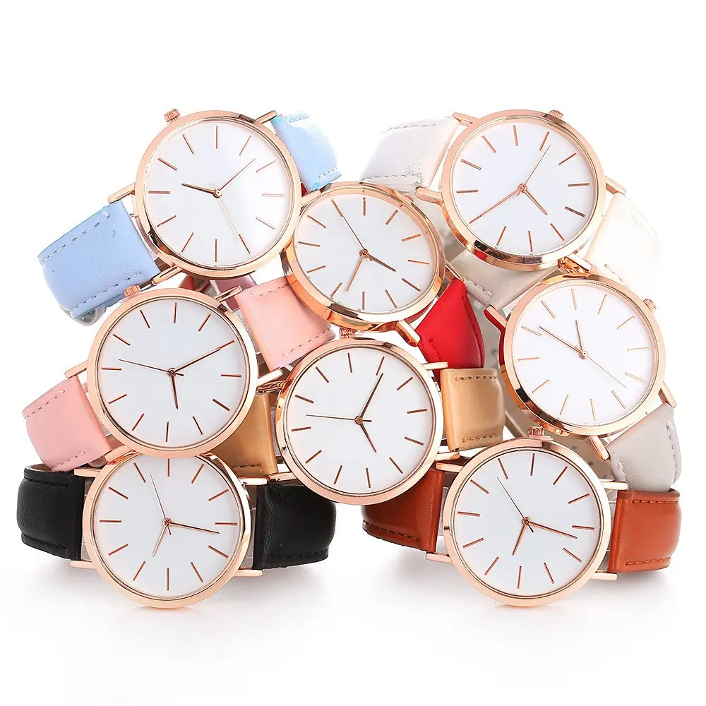 Luxury Fashion Women Leather Ladies Simple Quartz Bracelet Wrist Watch Women's Clock Zegarek Damski 2020 Reloj