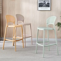 Tabouret de bar moderne en plastique PP empilable avec dossier pour comptoir de cuisine