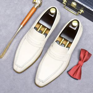 Designer Men's Luxurious White <b>Pointed</b> Dress Shoes - Premium Waterproof Design - Suitable for Weddings Parties and Work - Product Image 6