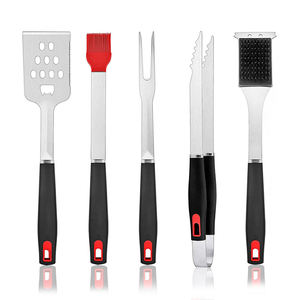 Ensemble d'ustensiles de <span class=keywords><strong>barbecue</strong></span> portables en acier inoxydable 5 pièces avec manche long en plastique pour <span class=keywords><strong>barbecue</strong></span> et camping - Product Image 1