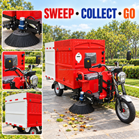 DEEPACK Aspirateur de feuilles de 2 m de large, véhicule de nettoyage autoporté 15 CV avec deux brosses pour le nettoyage des trottoirs et des rues étroites