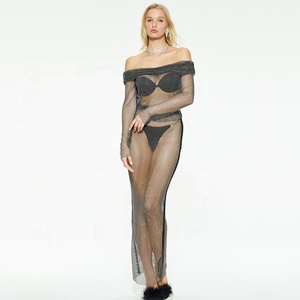 <span class=keywords><strong>2025</strong></span> <span class=keywords><strong>Hot</strong></span> Phong Cách Sexy Xem Thông Qua Quần Phụ Nữ Rhinestone Kim Cương Lưới Fishnet Sequin Bandage Quần Tinh Thể Lưới Quần - Product Image 1