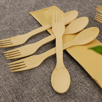 Fourchette-cuillère en bambou biodégradable certifiée FSC, 170 mm, écologique, jetable, pour pique-nique et fête
