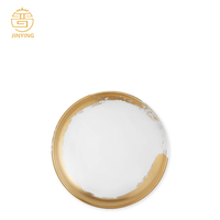 Assiettes de Luxe Style Nordique à Bord Doré, Vaisselle et Services de Table en Céramique pour Mariage, Fête et Location