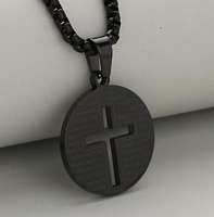 Collier pendentif en acier inoxydable plaqué or 18 carats pour homme et femme pour baptême chrétien, cadeau de fête de Noël