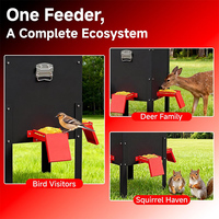 Mangeoire à gravité pour cerfs JH-Mech, robuste, avec loquet personnalisé, design multi-espèces, couvercle incliné étanche à la pluie et pieds de support surélevés