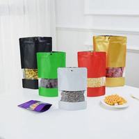 großhandel wiederverschließbare aufrechterbehälter für lebensmittel nüsse auf lager umweltfreundlich benutzerdefiniertes logo mattschwarze kunststoffverpackung reißverschlussbeutel