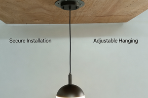 Lampadari a Globo con Parte Superiore in Metallo e Canopra Sospesa da Cavo in Tessuto, Design Girevole per Uso Alberghiero, Alta Luminosità e Protezione per gli Occhi - Product Image 4