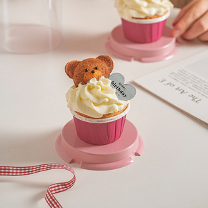 高級ミニカップケーキボックスプラスチックラウンド2インチシングルケーキボックス透明クリアケーキボックス - Product Image 2