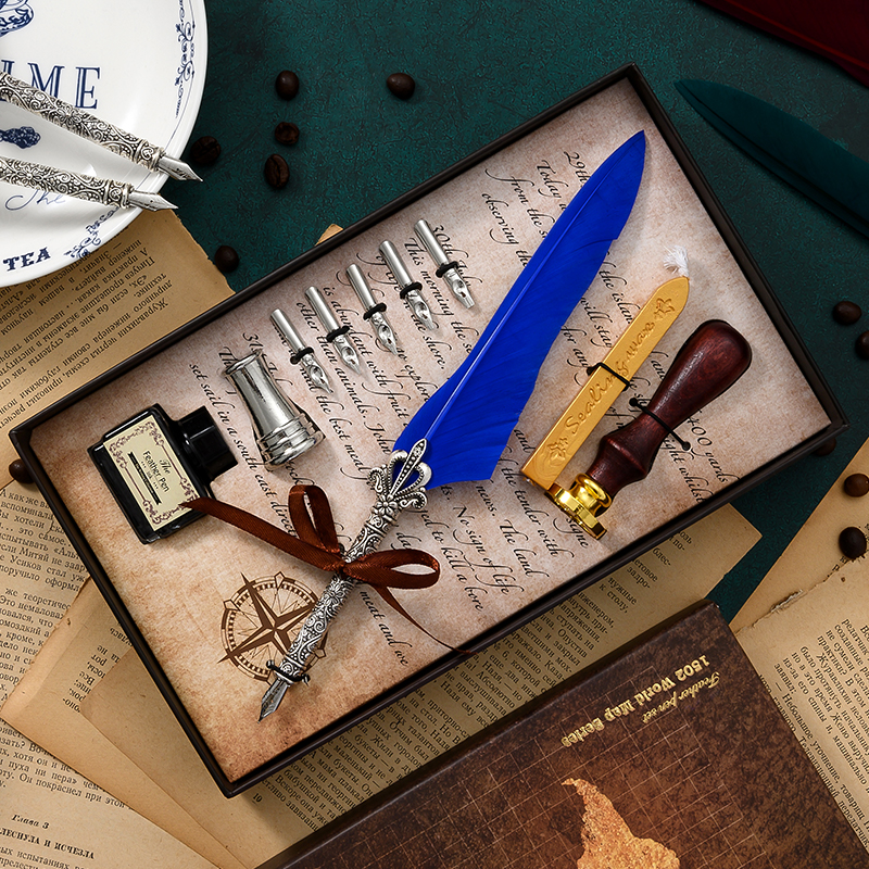 Подарочная ручка для Английской Каллиграфии в стиле ретро, Подарочная коробка, перьевая ручка, подарок на день рождения, корпоративный Сувенирный набор, воск для запечатывания