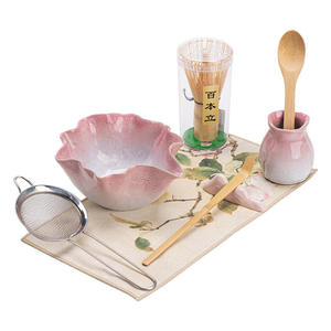 Kit de bol en céramique en forme de feuille de lotus pour rituel matinal conscient, outil de préparation professionnel en <span class=keywords><strong>bambou</strong></span> naturel durable - Product Image 5