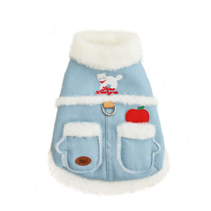 Huayuan Miaoxiaoyuan Pet <b>Clothes</b> - High-Value Denim Suede Vest for <b>Cats</b>, Warm Winter <b>Clothes</b> for Dogs - Product Image 5
