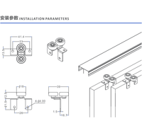 Rouleau inférieur à charge élevée et rouleau supérieur simple pour porte coulissante avec kit de quincaillerie en aluminium