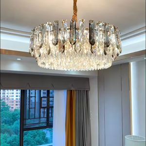 Araña de luces de techo de sala de estar moderna de cristal dorado de lujo de alta calidad - Product Image 2