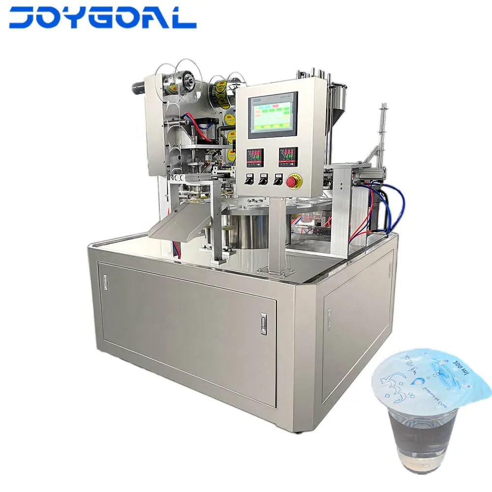 Шанхай-Joygoal Заводская Прямая продажа одноразовая машина для наполнения пластиковых стаканчиков/машина для запечатывания вращающихся стаканчиков для льда