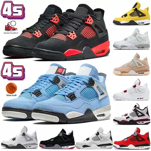 NEW Basketball Shoes women High quality OG 4 retro 4s Bred Black Cat University Blue Fire Red men's fashion sneakers 4
