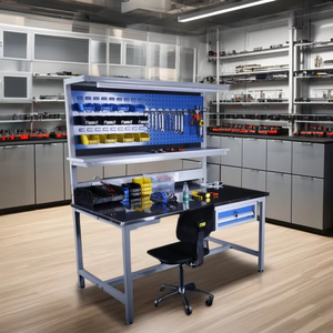 Bàn làm việc sửa chữa máy tính bằng thép không gỉ có thể điều chỉnh, bán chạy năm 2025, có ngăn kéo nhiều tầng và ổ cắm, dùng cho xưởng sửa chữa và cửa hàng sửa chữa - Product Image 1