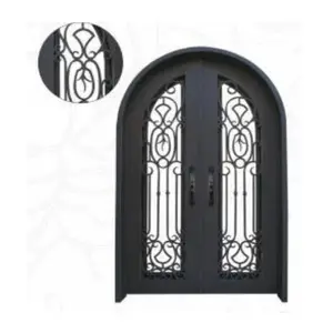 Design di lusso in ferro battuto esterno doppia porta aperta griglia pre appesa ingresso di sicurezza design principale porte