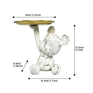 Artesanía de resina en forma de oso, adorno de estatua de escritorio, bandeja de Metal para almacenar artículos pequeños para decoración del hogar, barras que sirven dulces, aperitivos - Product Image 2