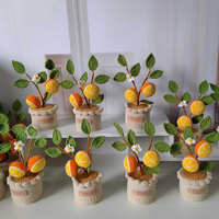 Bunga Buah Rajutan Tangan Buatan Sendiri, Pot Bunga Buatan, Oranye, Stroberi, Alpukat, Bonsai untuk Dekorasi Rumah, Hadiah Peresmian Rumah