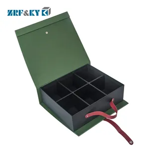 Custom Printed Luxury Rigid MDF Material Made Strong Green Packaging Box With Dividers