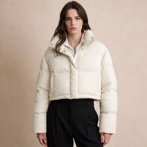 Manteau matelassé élégant pour <span class=keywords><strong>femme</strong></span>, style urbain, veste courte matelassée minimaliste à col montant, streetwear d'hiver, <span class=keywords><strong>doudoune</strong></span> - Product Image 1