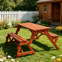 Ensemble de table pliante et 4 chaises en bois massif de haute qualité, meubles de jardin durables et confortables pour l'hôtel et le parc