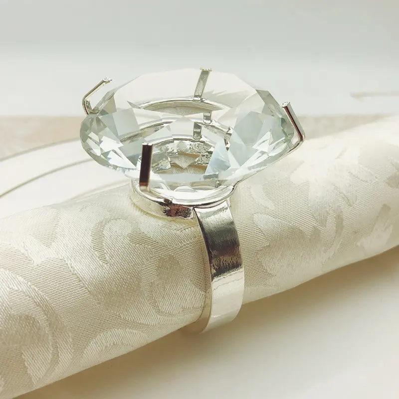 Оптовая продажа, хрустальное кольцо для салфеток, Большие бриллиантовые кольца для салфеток, блестящие огромные держатели для салфеток для свадебного украшения