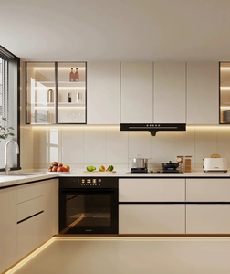 Кухонная мебель Doria 3D: модульные, экологичные, современные шкафы <span class=keywords><strong>L</strong></span>-образной формы с отделкой из шпона, минималистичный дизайн. - Product Image 4