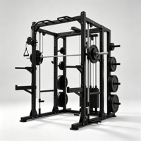 Rack Commercial Compact Tout-en-un pour Petites Salles de Sport, Largeur 2200mm, Machine Smith Multi-Planes 3D, Combo Power Rack et Barre de Traction en Carbone