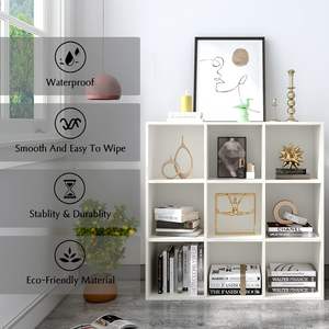 OUHAN Librería 9-Cube-Estantería abierta de madera de <span class=keywords><strong>3</strong></span> <span class=keywords><strong>niveles</strong></span> de piso a techo para el hogar y la Oficina, vitrina, Blanco cálido - Product Image 5