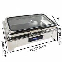 Plat de buffet commercial pour hôtel et restaurant, grand plat en verre visuel, chauffe-plat électrique auto-chauffant 9L, cuisinière à dîner en acier inoxydable