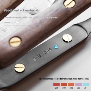 <span class=keywords><strong>Pinzas</strong></span> de comida Vintage para exteriores, parrilla para <span class=keywords><strong>barbacoa</strong></span>, bistec frito, Nogal Negro, cubiertos de acero inoxidable para acampar - Product Image 3