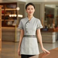 Nouveau design Vague de mer logo personnalisé Serveur chinois Formel Serveur Uniforme T-shirt Restaurant Uniformes