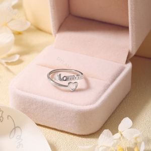 Dylam Wholesale Price Italian 18K Gold Plated Jewelry <b>Set</b> for Women Minimalist 925 Sterling MAMA Letter <b>Silver</b> <b>Ring</b> Adjustable - Product Image 3