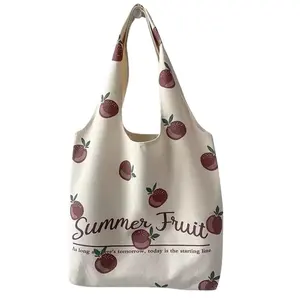 Mode nouveau style polychrome rose blanc personnalisé imprimé dames coton shopping sac fourre-tout en toile