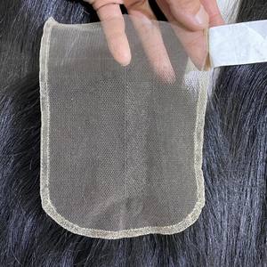 Vendedores de cabello humano virgen 4x4 5x5, cabello humano Remy virgen HD transparente con encaje suizo, cierre medio de Color Natural - Product Image 4