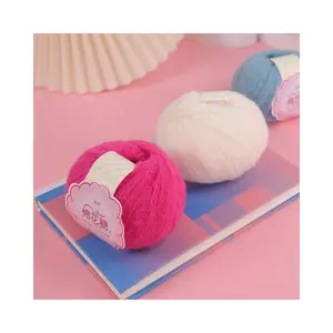 Hot bán Fluffy Pom Pom Crochet sợi sợi tóc Thẻ Tay Đan sợi