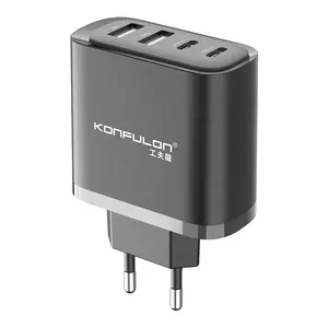 KONFULON 2024 Trending 21W 4 Outputs Charger with US/EU Plug For Multiple Devices Charging Simultaneously