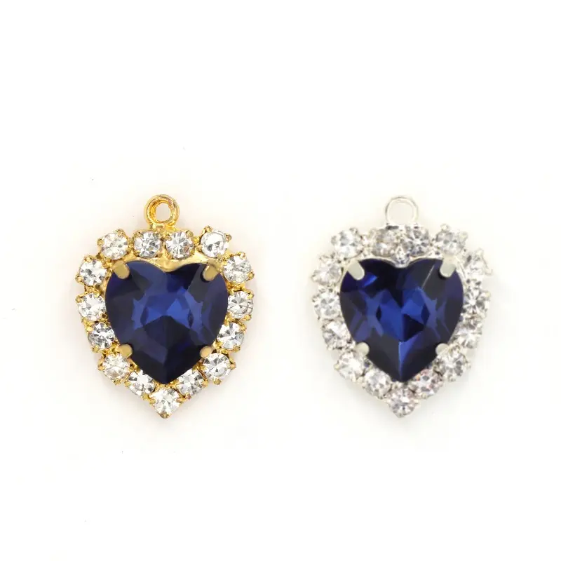 Manufacture High Quality Heart Crystal Rhinestone sew on Glass acrylic stone with claw for dress