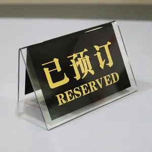 Xinkeda Custom doppelseitiges Acryl reserviertes Tisch zelts child für Hotel/Restaurant/Tisch/Café