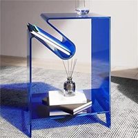 Table d'angle moderne personnalisée en acrylique pour salon, table d'appoint pour bureau, espace café, réception, appartement, villa, avec porte-revues