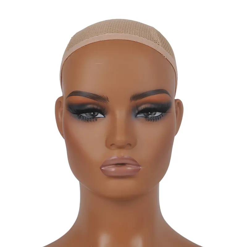 Buy Training Female Mannequin Head With Shoulders Busts Dark Skin Brown Head  For Display from Huaining Luoben Clothing Model Props Co., Ltd., China