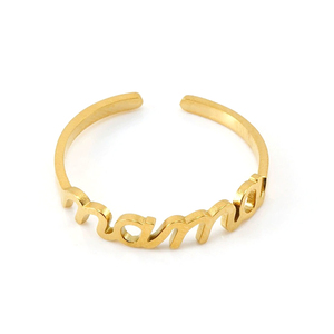 Anello Lincy Aperto Impilabile Antiappannamento da Donna in Acciaio Inossidabile Placcato Oro 18K con Lettera Iniziale e Ciondoli Love Smile Happy - Product Image 5