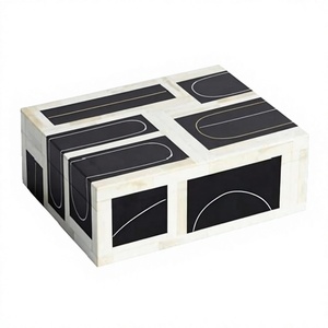 Caja de Joyería Geométrica Blanca y Negra al por Mayor de Fábrica, Caja de Joyería Rectangular con Incrustaciones de Resina, Estuche Decorativo para Almacenamiento, Decoración de Habitaciones - Product Image 1