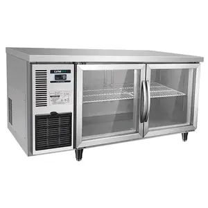 Refrigerador de bancada de aço inoxidável com 2 portas, freezer, atacadista, bancada de aço inoxidável, refrigerador